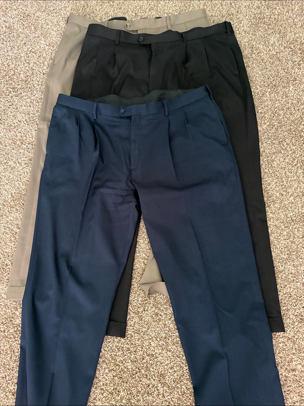 Savane Men's Dress Pants Trio - Navy, Black & Taupe